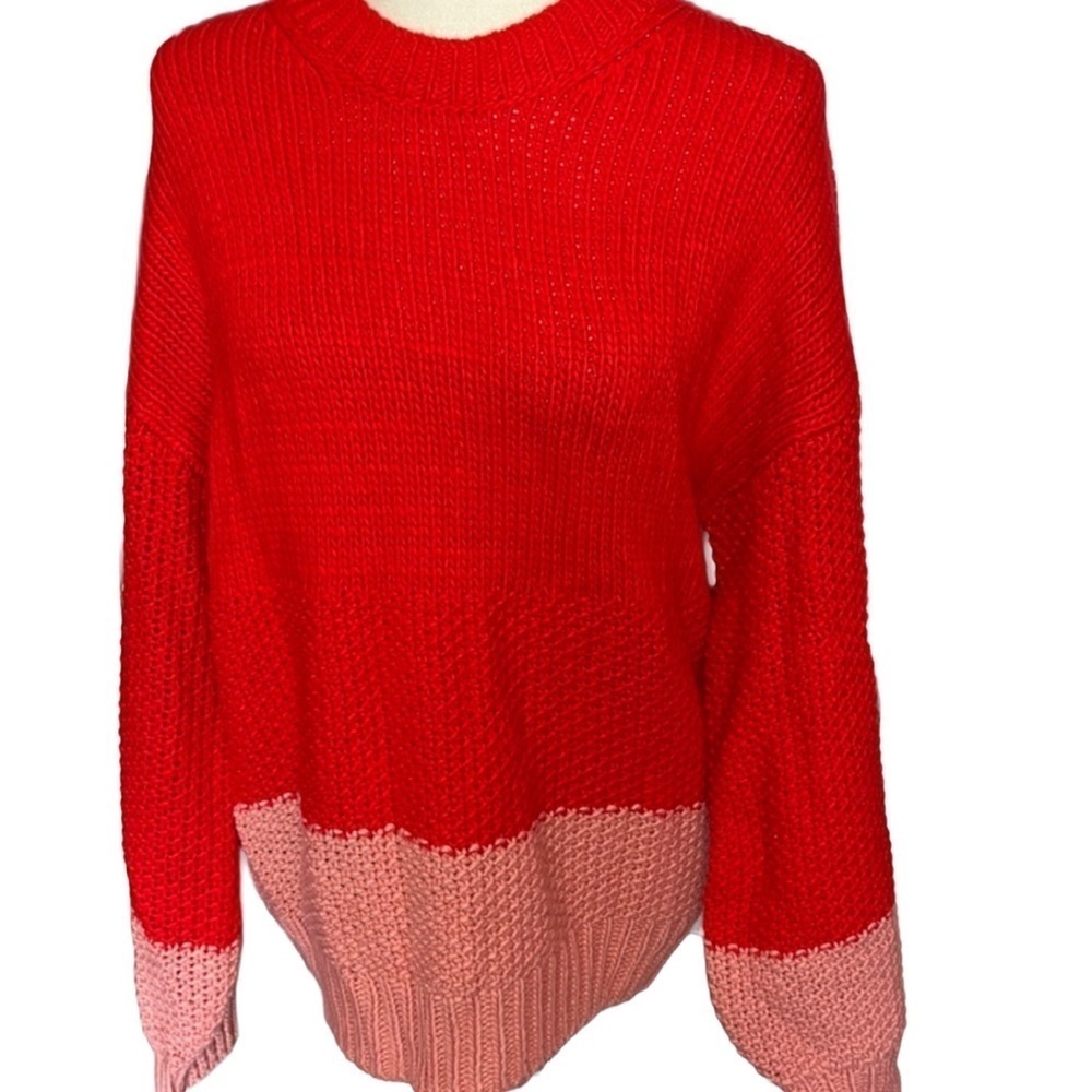NWT Wool Blend Sweater Red Pink Chunky